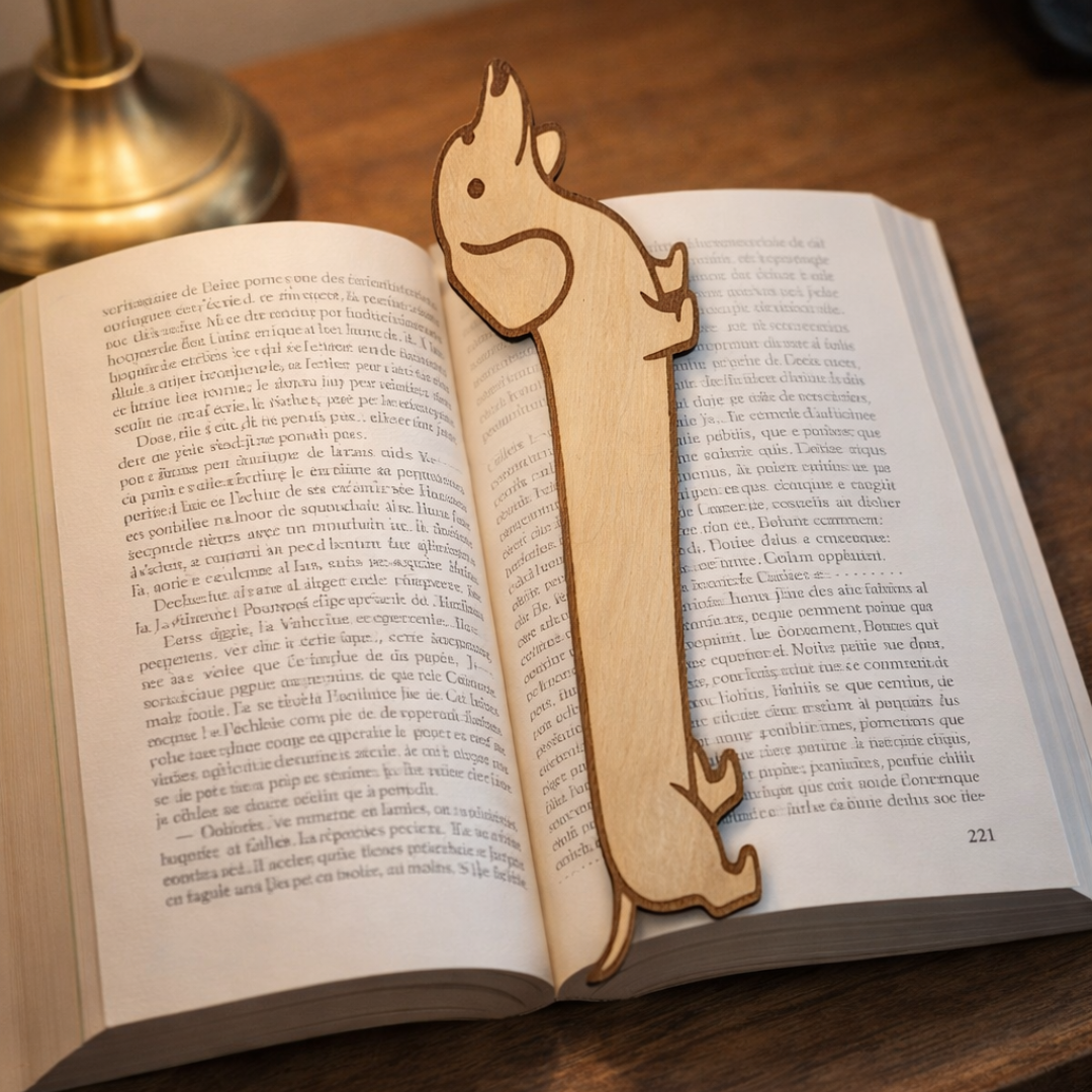 Marque pages en bois teckel - Mobju