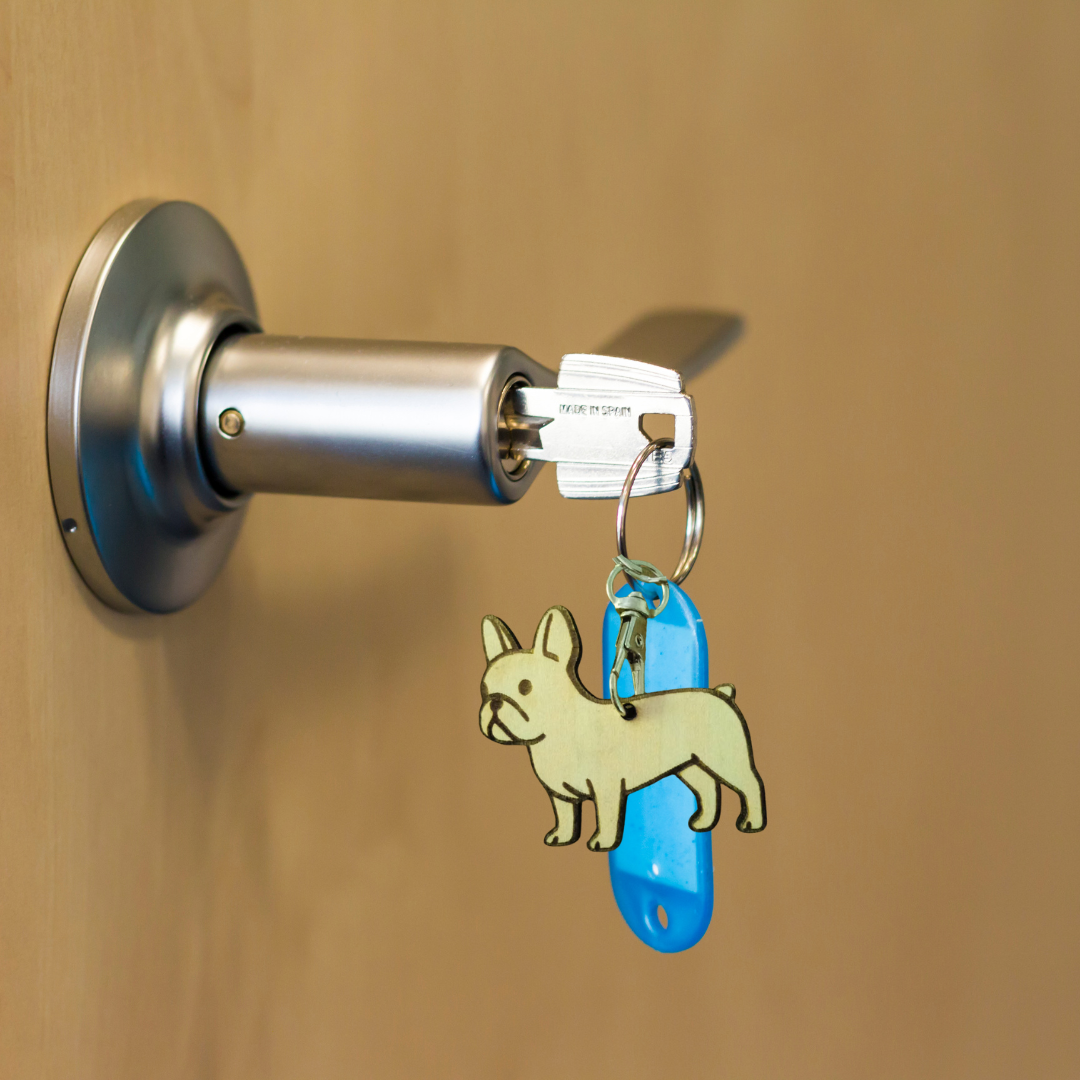 Porte Clés En Bois Bouledogue