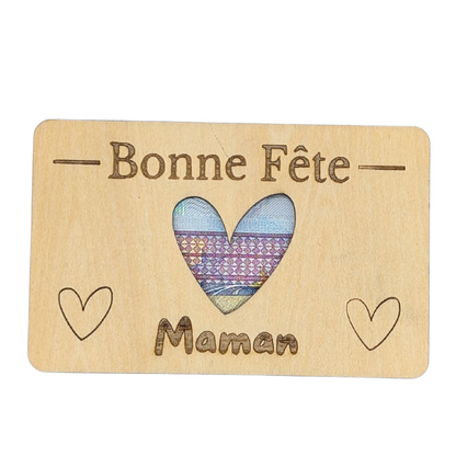 Porte Carte Cadeau En Bois Bonne Fête Maman
