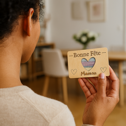 Porte Carte Cadeau En Bois Bonne Fête Maman