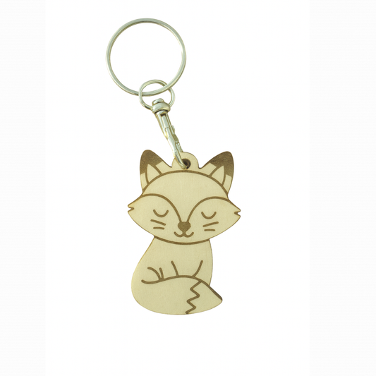 Porte Clés En Bois Renard - Mobju