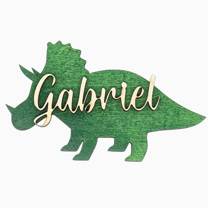 Prénom en bois dinosaure pour enfant