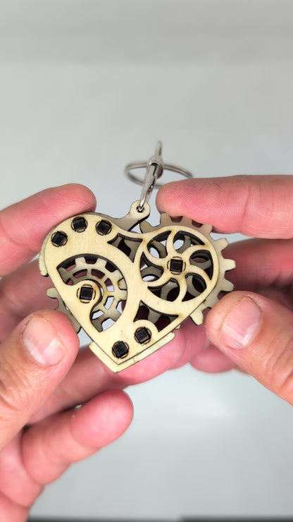Porte Clés En Bois Coeur Mécanique