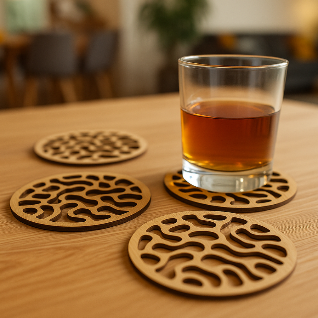 Dessous de verre en bois alvéoles - Mobju