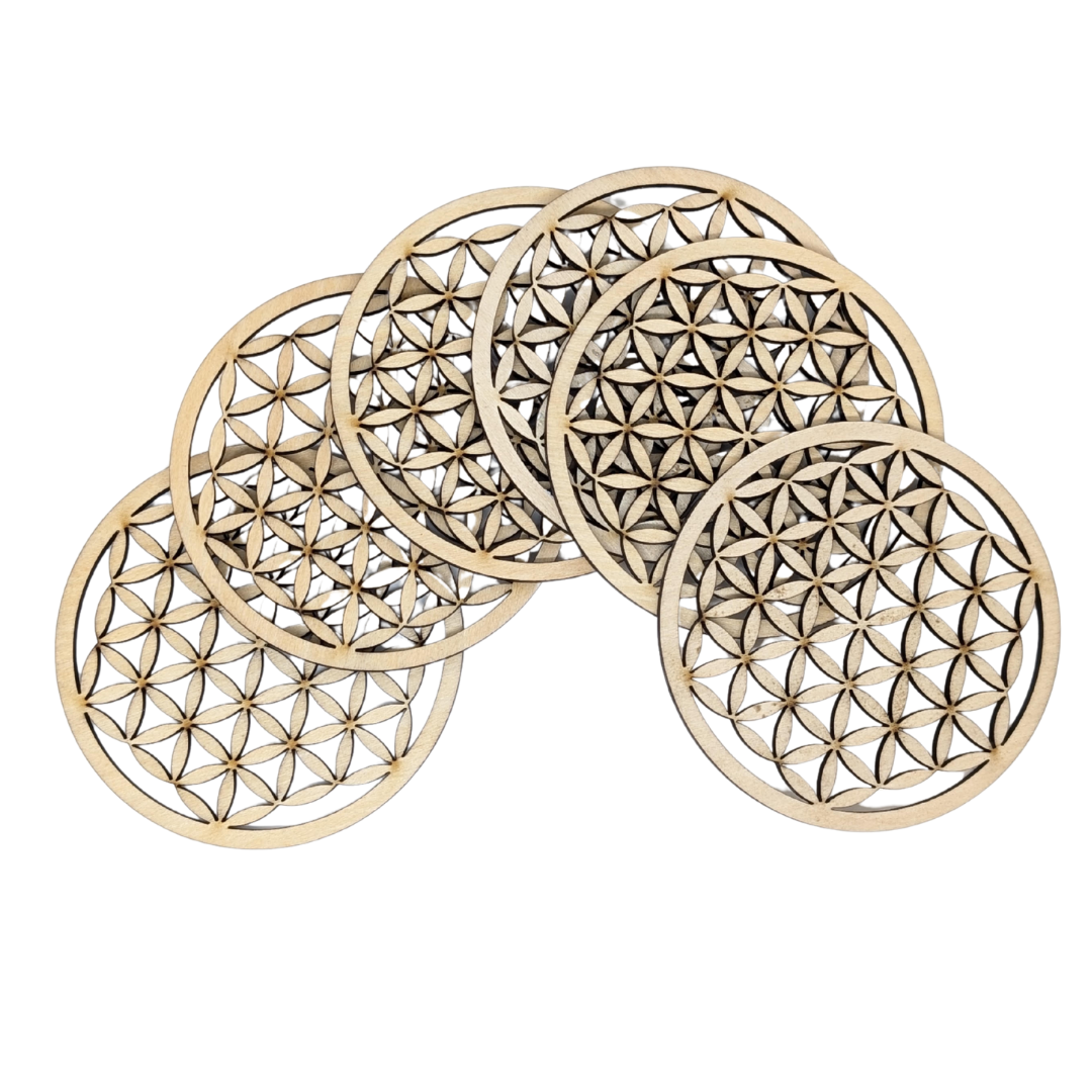 Dessous de verre en bois fleur de vie - Mobju