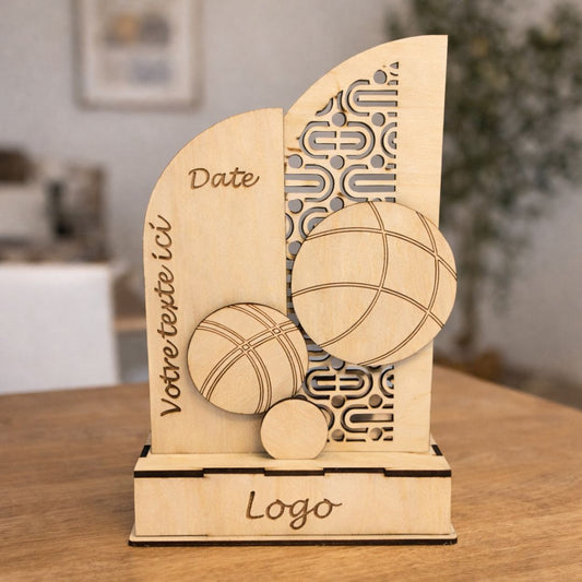trophée en bois pétanque